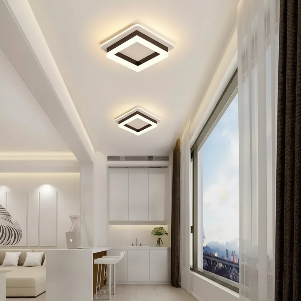 Lustra LED MODERNA 25W, Dimensiuni 19.5x19.5 cm, Patrata, lumina Rece/Calda/Neutra, Negru Lustre LED Default Title Alessandro Design