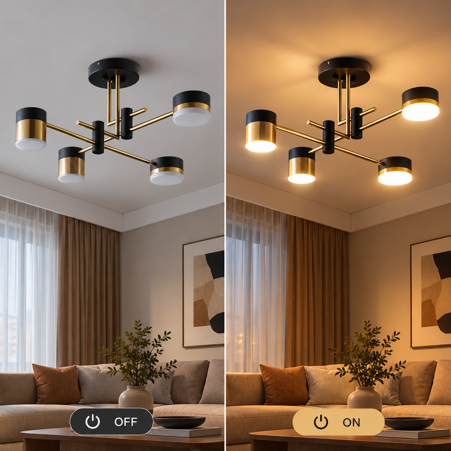 Palius LED luster 17W čierny, 4 ramená