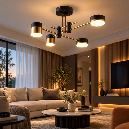 Palius LED luster 17W čierny, 4 ramená