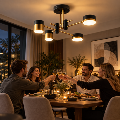 Palius LED luster 17W čierny, 4 ramená