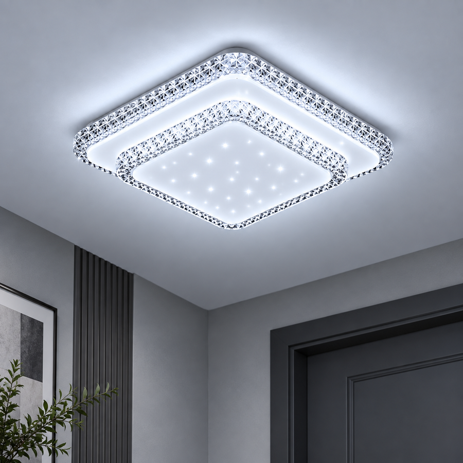 Lustra LED QIKIQTAALUK, 40W, 33 x 33 cm, Lumina Calda/Neutra/Rece, Alb