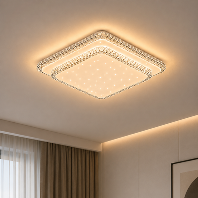 Lustra LED QIKIQTAALUK, 40W, 38 x 38 cm, Lumina Calda/Neutra/Rece, Alb