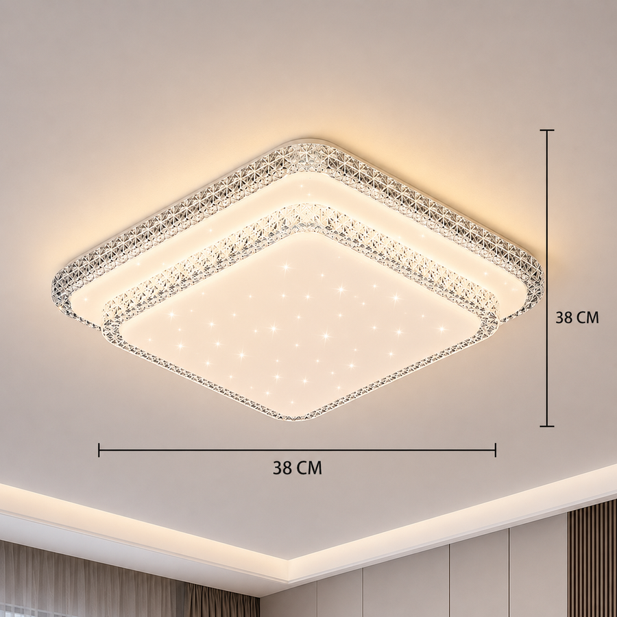 Lustra LED QIKIQTAALUK, 40W, 38 x 38 cm, Lumina Calda/Neutra/Rece, Alb