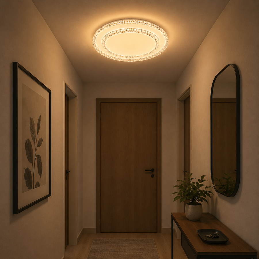 Lustra LED QIKIQTAALUK Nobile, 40W, Diametru 38 cm, Lumina Calda/Neutra/Rece, Alb