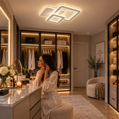 LED SQUARE 57W luster, 3 štvorce, studené/teplé/neutrálne svetlo, biela