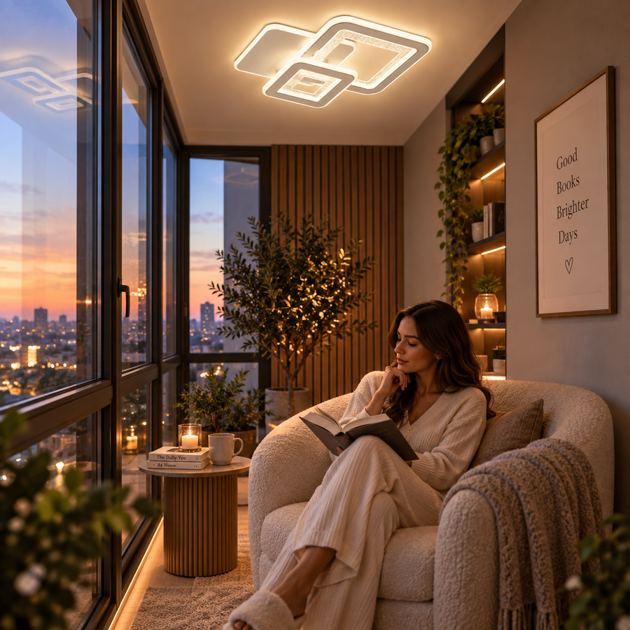 LED SQUARE 57W luster, 3 štvorce, studené/teplé/neutrálne svetlo, biela