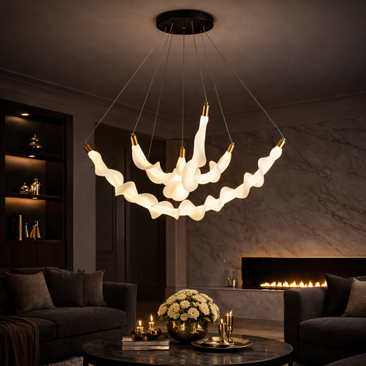 Lustra LED Suspendata Acril UNDA Crown, 28W, Lumina Calda/Neutra/Rece 3000/4000/6000K, Alb, Inaltime Reglabila, Metal si Acril Lustre Moderne Default Title Alessandro Design