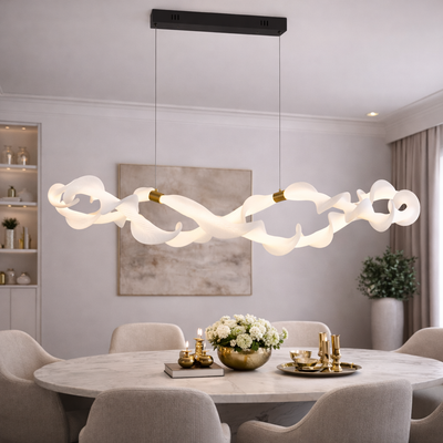 Závesný akrylový LED luster LT762/2GD, 36W, teplé/neutrálne/studené svetlo 3000/4000/6000K, zlatá biela, nastaviteľná výška
