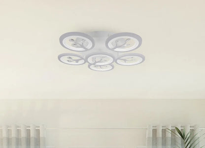 LED luster s diaľkovým ovládaním Daisy, 6 položiek, 72 W, studeného/horúceho/neutrálneho svetla, nestabilné, biele s kryštálom