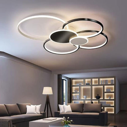 LED luster s diaľkovým ovládaním, KILLIAN, 74W, 6 kruhov, studené/teplé/neutrálne svetlo 3000K/4000K/6000K, stmievateľné, čiernobiele, kovové a akrylové LED luster s diaľkovým ovládaním Predvolený názov Alessandro Design