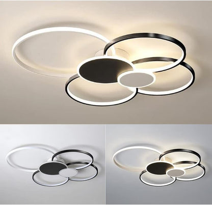 LED luster s diaľkovým ovládaním, KILLIAN, 74W, 6 kruhov, studené/teplé/neutrálne svetlo 3000K/4000K/6000K, stmievateľné, čiernobiele, kovové a akrylové LED luster s diaľkovým ovládaním Predvolený názov Alessandro Design