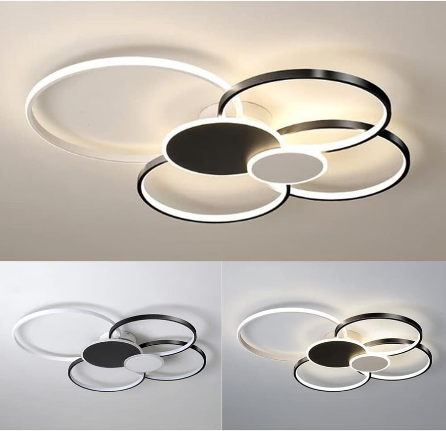 LED luster s diaľkovým ovládaním, KILLIAN, 74W, 6 kruhov, studené/teplé/neutrálne svetlo 3000K/4000K/6000K, stmievateľné, čiernobiele, kovové a akrylové LED luster s diaľkovým ovládaním Predvolený názov Alessandro Design