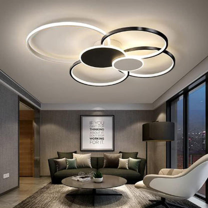LED luster s diaľkovým ovládaním, KILLIAN, 74W, 6 kruhov, studené/teplé/neutrálne svetlo 3000K/4000K/6000K, stmievateľné, čiernobiele, kovové a akrylové LED luster s diaľkovým ovládaním Predvolený názov Alessandro Design