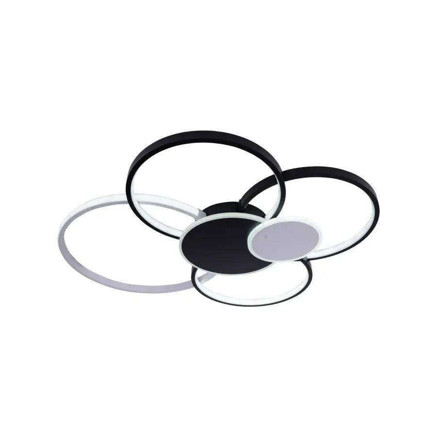 LED luster s diaľkovým ovládaním, KILLIAN, 74W, 6 kruhov, studené/teplé/neutrálne svetlo 3000K/4000K/6000K, stmievateľné, čiernobiele, kovové a akrylové LED luster s diaľkovým ovládaním Predvolený názov Alessandro Design