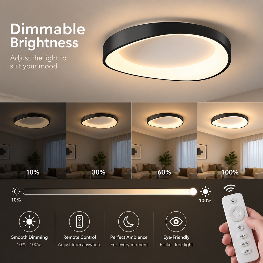 LED luster s diaľkovým ovládaním, PL103/520BK, 29W, priemer 50 cm, teplé/studené/neutrálne svetlo, čierny