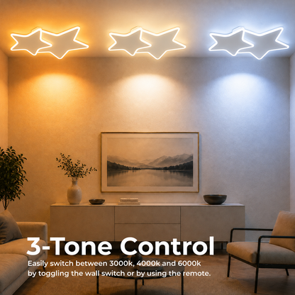 LED luster s diaľkovým ovládaním 41W, Hviezdy, Studené/Teplé/Neutrálne svetlo, Stmievateľné, Biely