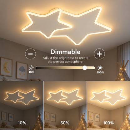 LED luster s diaľkovým ovládaním 41W, Hviezdy, Studené/Teplé/Neutrálne svetlo, Stmievateľné, Biely