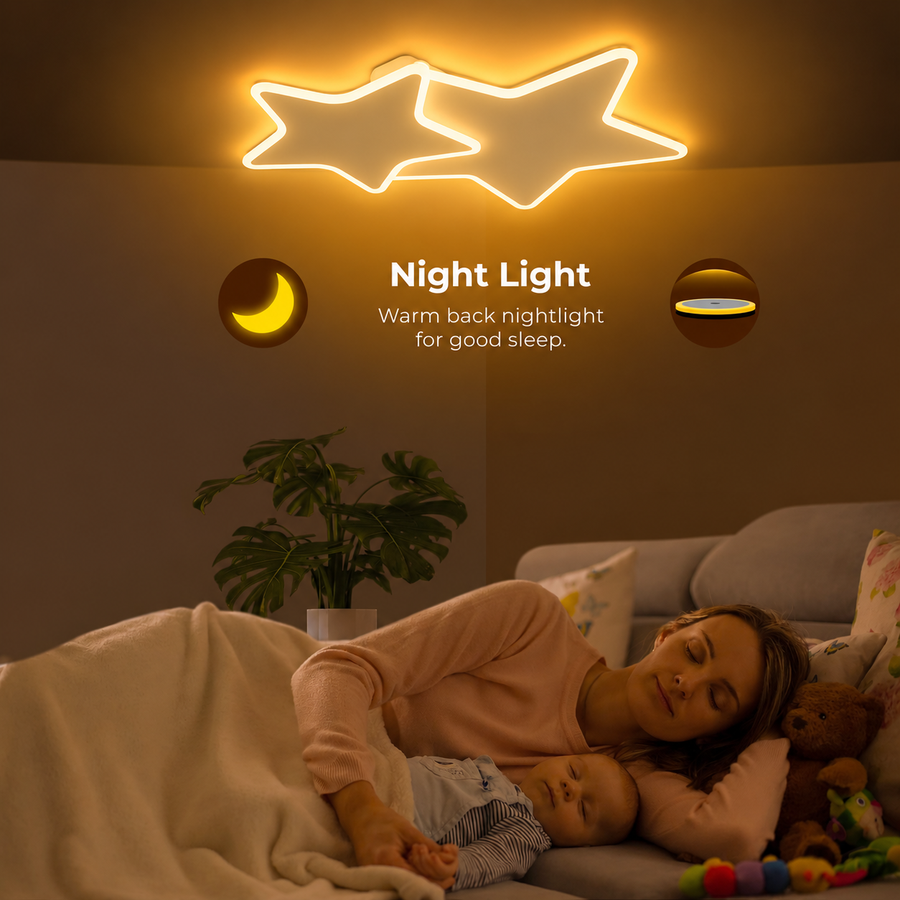 LED luster s diaľkovým ovládaním 41W, Hviezdy, Studené/Teplé/Neutrálne svetlo, Stmievateľné, Biely