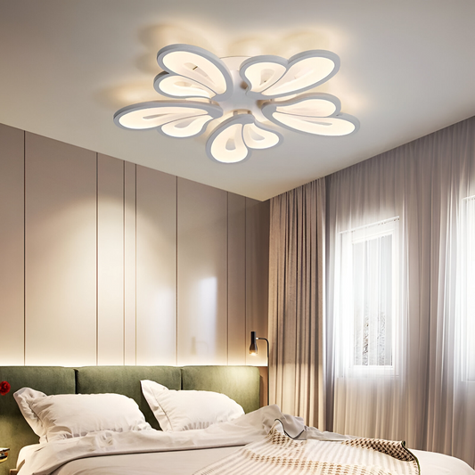 Lustra LED cu telecomanda BLOSSOM 95W, 5 Petale, lumina Rece/Calda/Neutra 3000K/4000K/6000K, Dimabila, Alb, Metal si Acril Lustre LED cu Telecomanda Default Title Alessandro Design