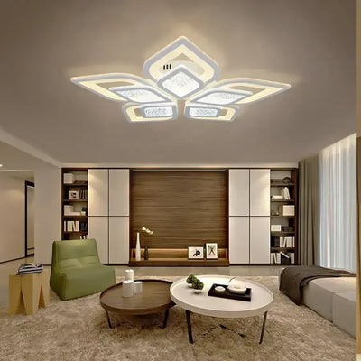 LED luster s diaľkovým ovládaním DALIA 96W, 5 okvetných lístkov, studené/teplé/neutrálne svetlo, stmievateľné, biela