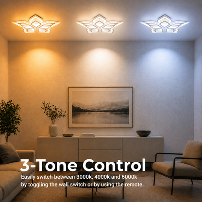 LED luster s diaľkovým ovládaním DALIA 96W, 5 okvetných lístkov, studené/teplé/neutrálne svetlo, stmievateľné, biela