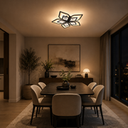 LED luster s diaľkovým ovládaním DALIA 96W, 5 okvetných lístkov, studené/teplé/neutrálne svetlo, stmievateľné, čierna