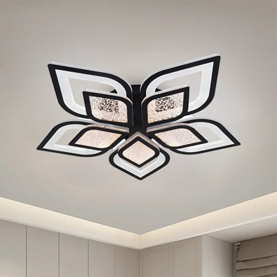 LED luster s diaľkovým ovládaním DALIA 96W, 5 okvetných lístkov, studené/teplé/neutrálne svetlo, stmievateľné, čierna