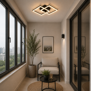 Lustra LED cu telecomanda GEO 29W, 2 Patrate, lumina Rece/Calda/Neutra, Dimabila, Metal si Acril, Negru