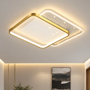 LED luster s diaľkovým ovládaním GILDRA 48W, 2 štvorce, studené/teplé/neutrálne svetlo, stmievateľné, zlaté