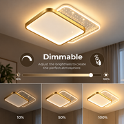 LED luster s diaľkovým ovládaním GILDRA 48W, 2 štvorce, studené/teplé/neutrálne svetlo, stmievateľné, zlaté