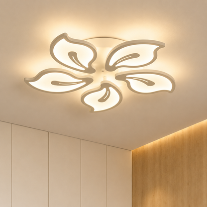 LED luster s diaľkovým ovládaním JASMINE 66W, 5 okvetných lístkov, studené/teplé/neutrálne svetlo, stmievateľné, biela