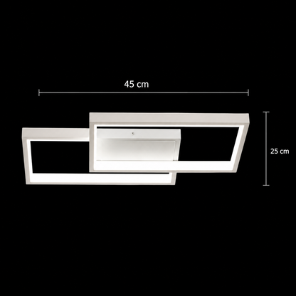 LED luster s diaľkovým ovládaním LANDYN 37W, 2 štvorce, studené/teplé/neutrálne svetlo, stmievateľné, biela