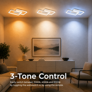 LED luster s diaľkovým ovládaním LANDYN 37W, 2 štvorce, studené/teplé/neutrálne svetlo, stmievateľné, biela