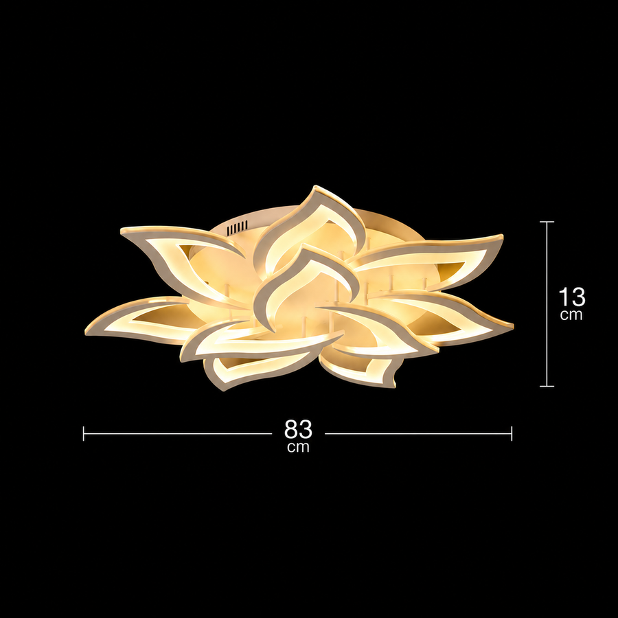 LED luster s diaľkovým ovládaním LOTUS 91W, 9 okvetných lístkov, studené/teplé/neutrálne svetlo, stmievateľné, biela