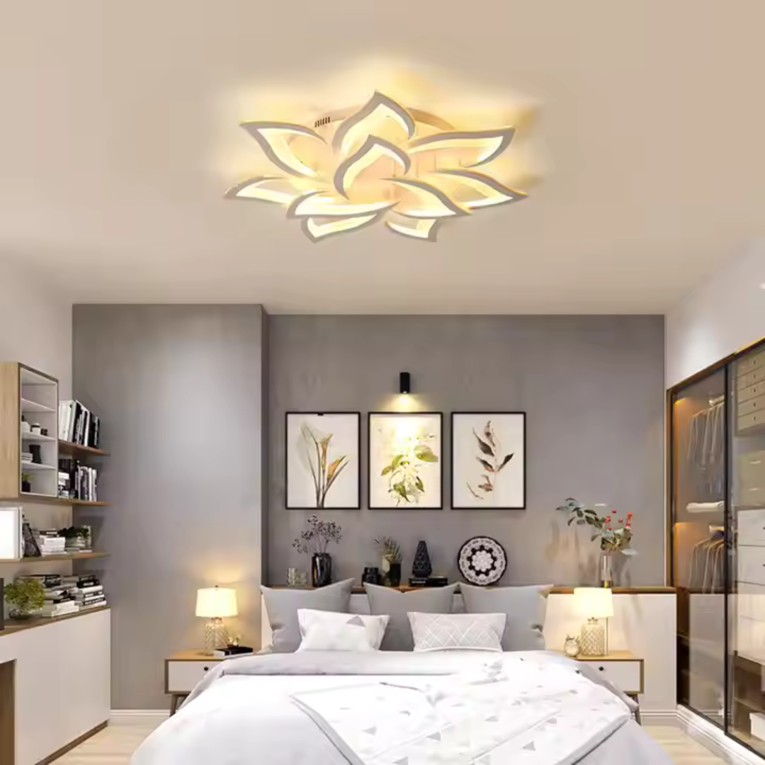 LED luster s diaľkovým ovládaním LOTUS 91W, 9 okvetných lístkov, studené/teplé/neutrálne svetlo, stmievateľné, biely LED luster s diaľkovým ovládaním Predvolený názov Alessandro Design