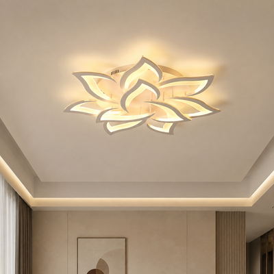 LED luster s diaľkovým ovládaním LOTUS 91W, 9 okvetných lístkov, studené/teplé/neutrálne svetlo, stmievateľné, biela