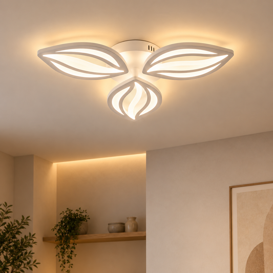 LED luster s diaľkovým ovládaním ORCHID 40W, 3 okvetné lístky, studené/teplé/neutrálne svetlo, stmievateľné, biela
