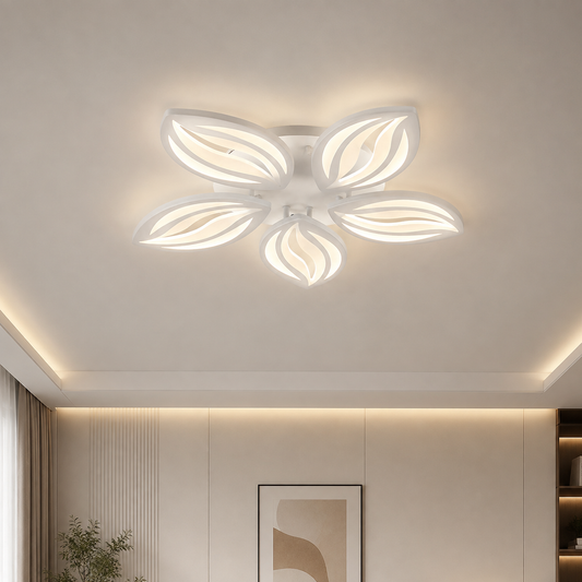 LED luster s diaľkovým ovládaním ORCHID 66W, 5 okvetných lístkov, studené/teplé/neutrálne svetlo, stmievateľné, biela