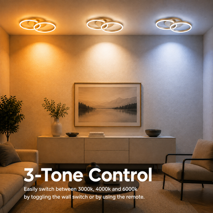 LED luster s diaľkovým ovládaním RINOVA 41W, 2 kruhy, studené/teplé/neutrálne svetlo, stmievateľné, zlaté
