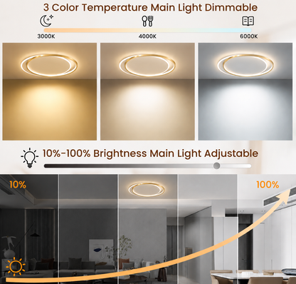 LED luster s diaľkovým ovládaním SOLARA 51W, 2 kruhy, studené/teplé/neutrálne svetlo, stmievateľné, biele zlato