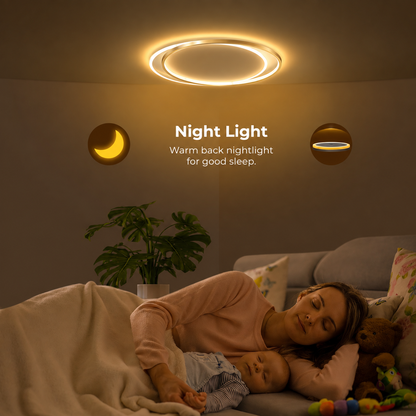 LED luster s diaľkovým ovládaním SOLARA 51W, 2 kruhy, studené/teplé/neutrálne svetlo, stmievateľné, biele zlato
