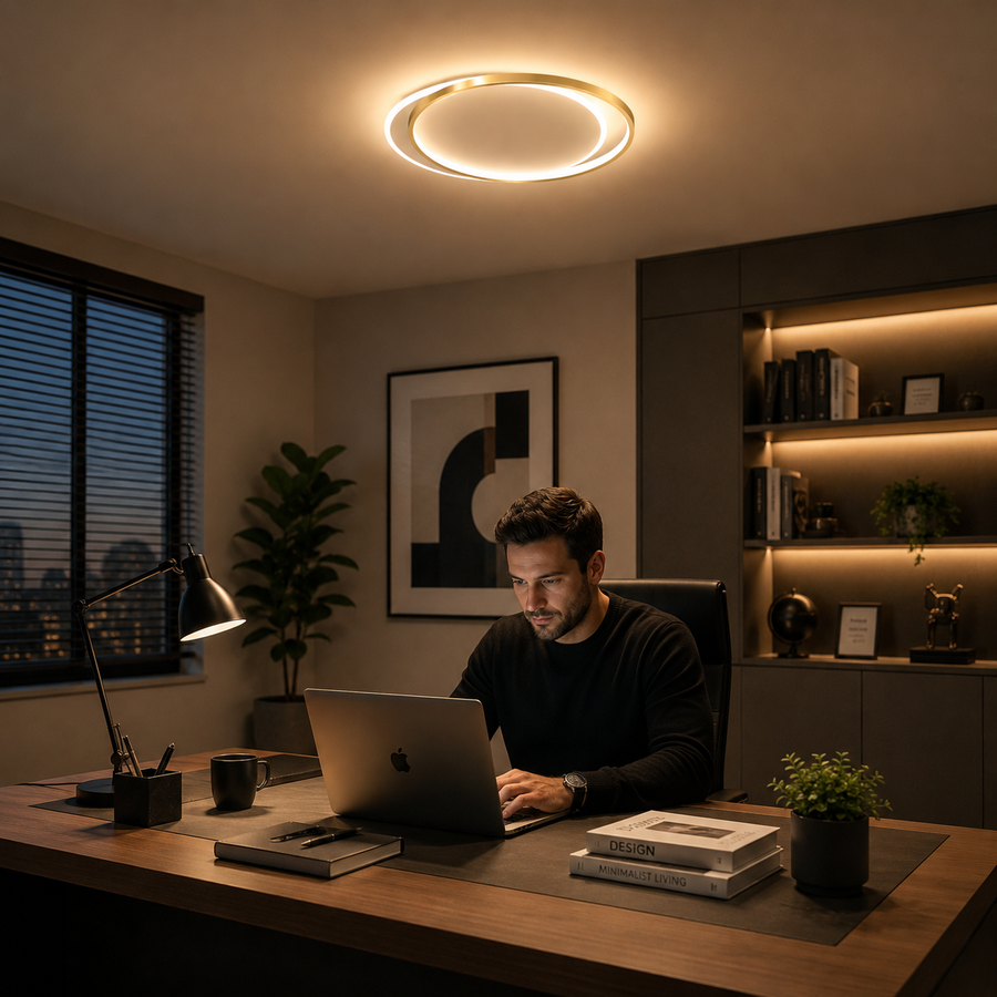 LED luster s diaľkovým ovládaním SOLARA 51W, 2 kruhy, studené/teplé/neutrálne svetlo, stmievateľné, biele zlato