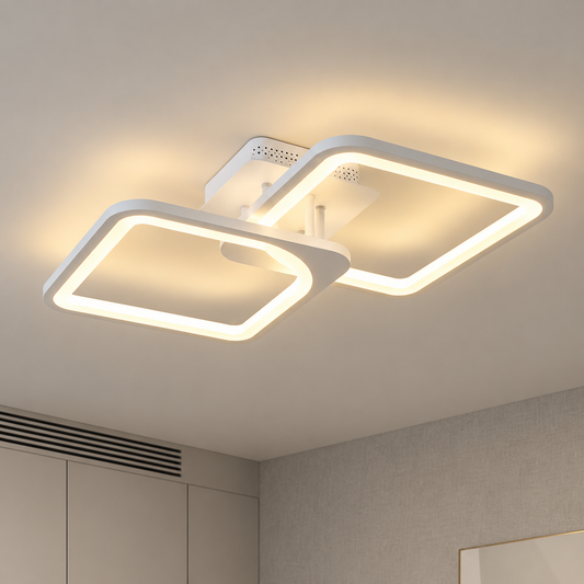 LED luster s diaľkovým ovládaním ZOE 69W, 2 štvorce, studené/teplé/neutrálne svetlo, stmievateľné, biela