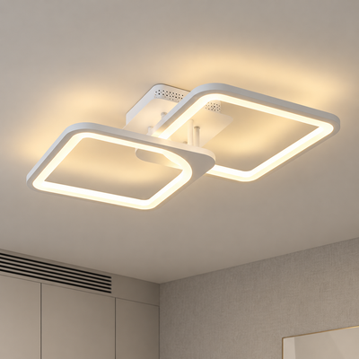LED luster s diaľkovým ovládaním ZOE 69W, 2 štvorce, studené/teplé/neutrálne svetlo, stmievateľné, biela