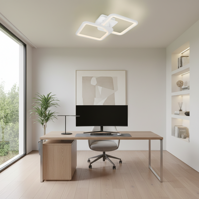 LED luster s diaľkovým ovládaním ZOE 69W, 2 štvorce, studené/teplé/neutrálne svetlo, stmievateľné, biela
