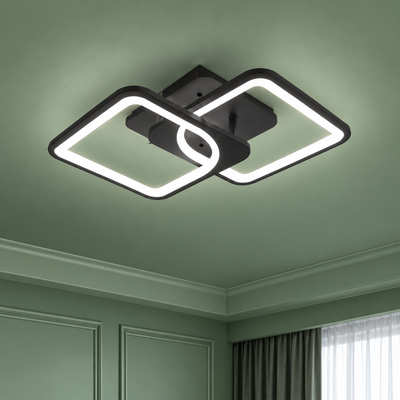LED luster s diaľkovým ovládaním ZOE 27W, 2 štvorce, studené/teplé/neutrálne svetlo, stmievateľné, čierny