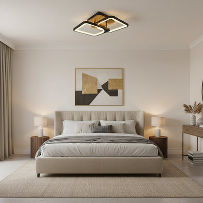 LED luster s diaľkovým ovládaním ZOE 27W, 2 štvorce, studené/teplé/neutrálne svetlo, stmievateľné, čierny