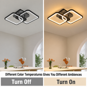 LED luster s diaľkovým ovládaním ZOE 27W, 2 štvorce, studené/teplé/neutrálne svetlo, stmievateľné, čierny