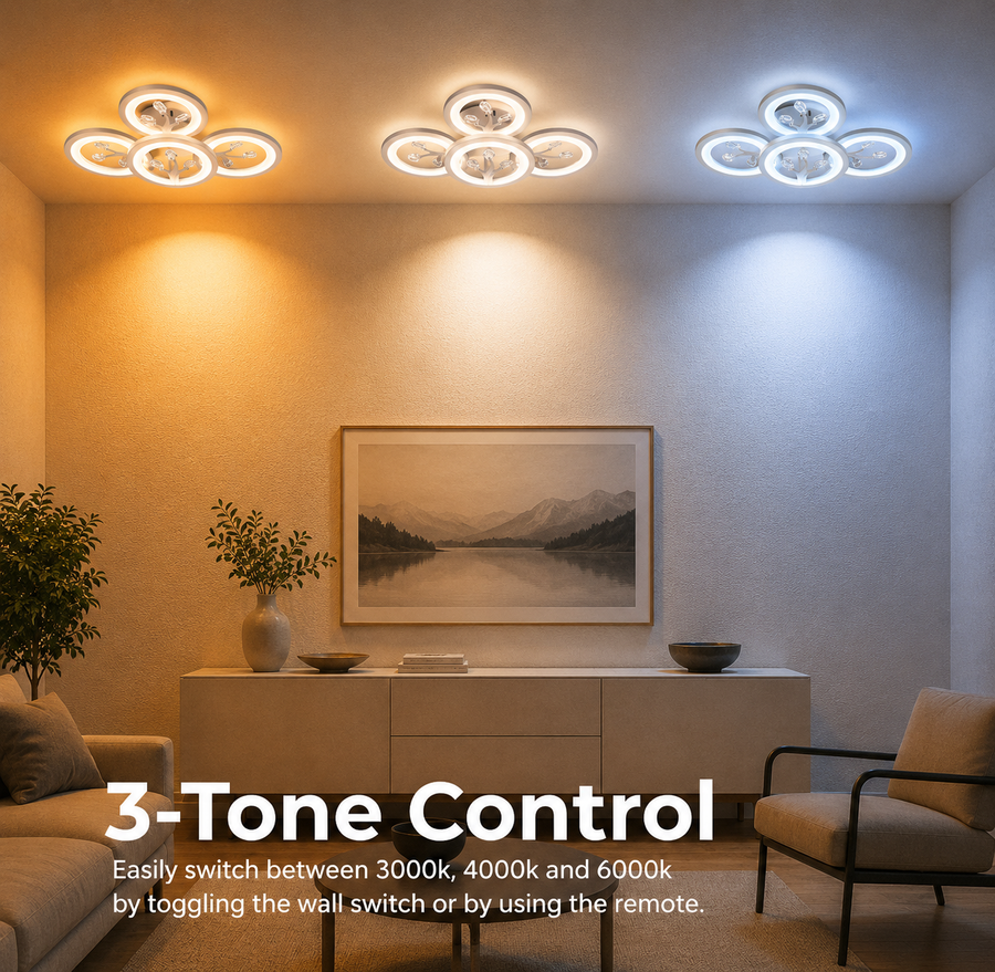 LED luster s diaľkovým ovládaním a krištáľom DAISY 53W, 4 prvky, studené/teplé/neutrálne svetlo, stmievateľné, biela