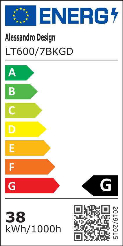 LED luster s diaľkovým ovládaním a krištáľovým GUIDA 38W, 6 prvkov, studené/teplé/neutrálne svetlo, stmievateľné, čierne zlato